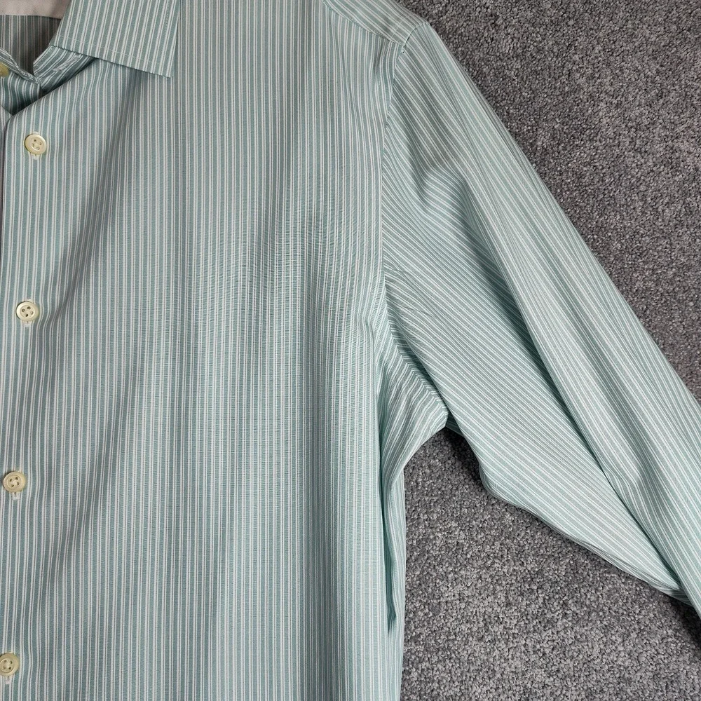 Banana Republic Men's Button Down Shirt Medium Green Striped Business Cotton